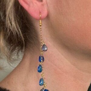 elegant blue dew drop earrings